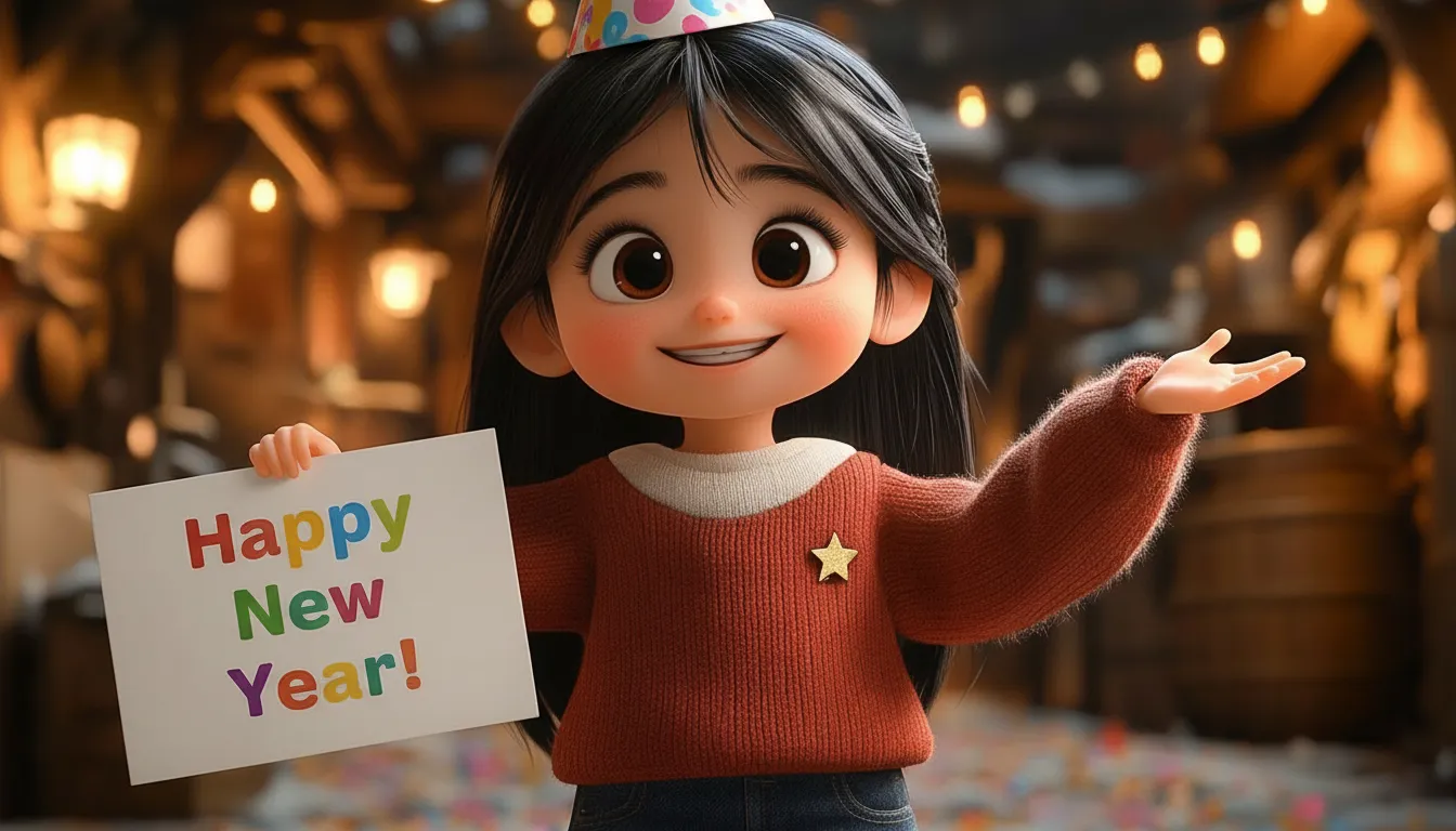 Thumbnail showing a colorful visual schedule for New Year's Eve, with celebration icons.